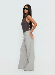 Katlin Mid Rise Wide Leg Buckle Detail Jeans Grey Wash