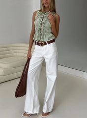 Serenitia Mid Rise Straight Leg Relaxed Jeans White Wash