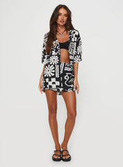 Caraliia Mini Skirt Black Cream
