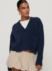 Osias Cable Knit Cardigan Navy