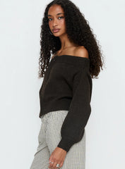 Ortensa Off Shoulder Zip Through Jumper Brown