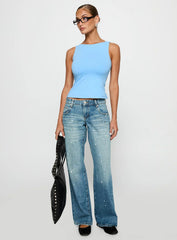 Lose Your Number High Neck Top Blue