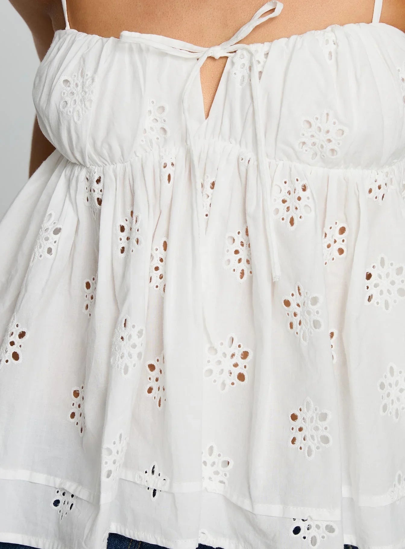 Moving Forward Tie Detail Top White