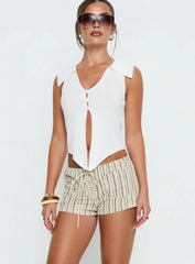 Ronnee Lace Up Shorts Cream Stripe