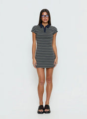 Britte Polo Shirt Mini Dress Navy Stripe