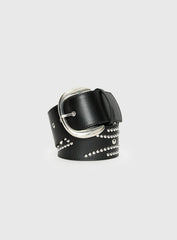 Jordynne Studded Faux Leather Belt Black Silver