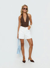 Torri Longline Denim Shorts Ecru