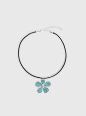 Cuteness Flower Pendant Necklace Black Blue