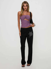 Quotation Diamante Flare Pants Black