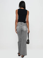Henesey High Rise Straight Leg Jeans Washed Grey