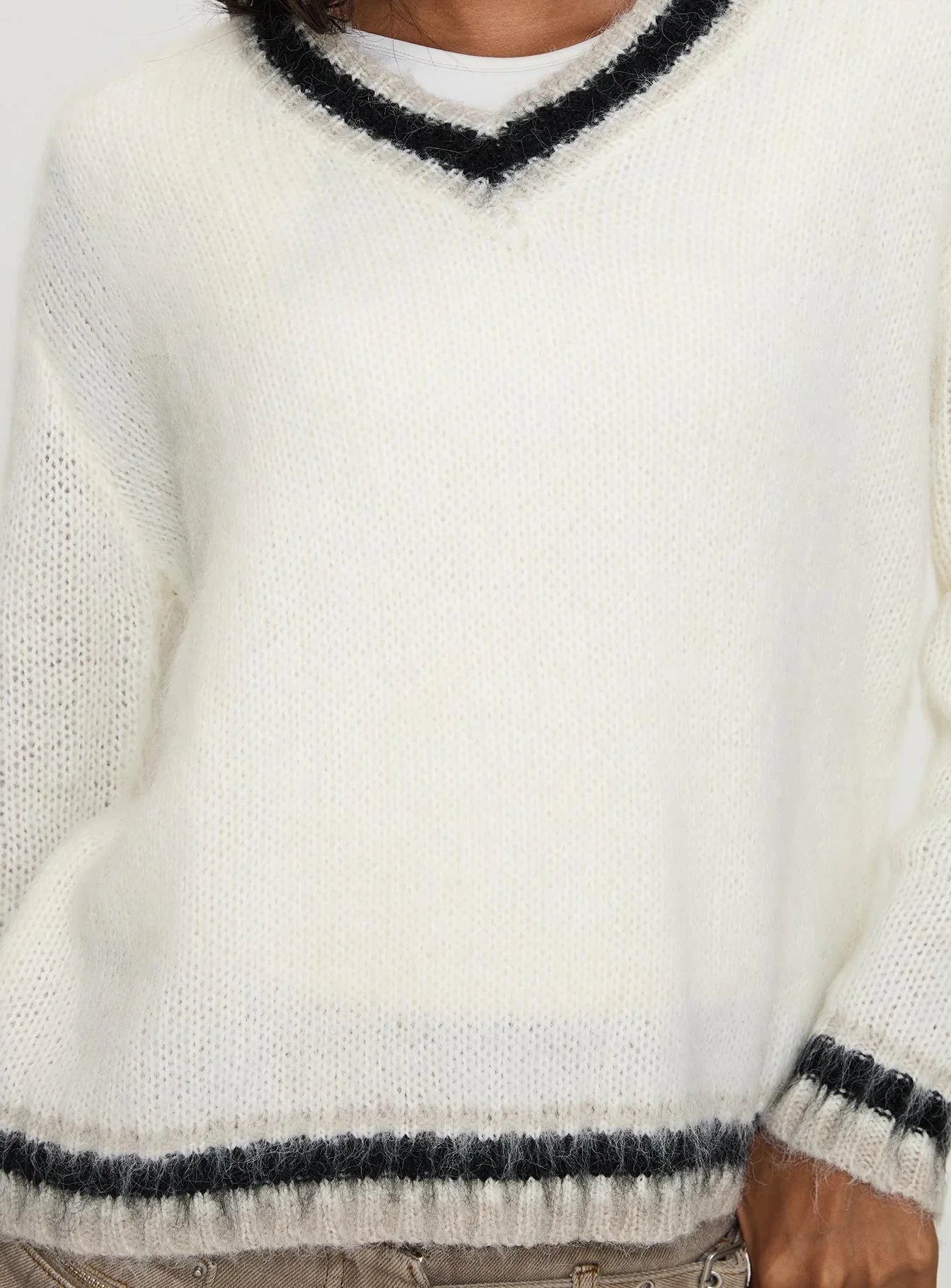 Federation V Neck Knit Sweater White