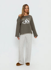 Bekki Wide Leg Knit Pant Grey Marle