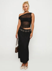 Aristocrat One Shoulder Mesh Set Black