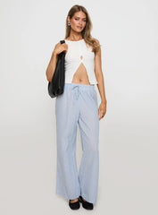Holiday Tie Front Pant Blue White Stripe