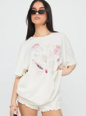 Hawaii Locale Oversized Graphic Tee Marshmellow