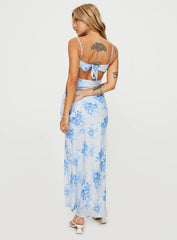 Hamri Maxi Dress White Blue Floral