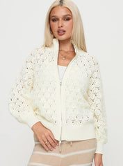 Sirena Zip Through Knit Sweater Cream